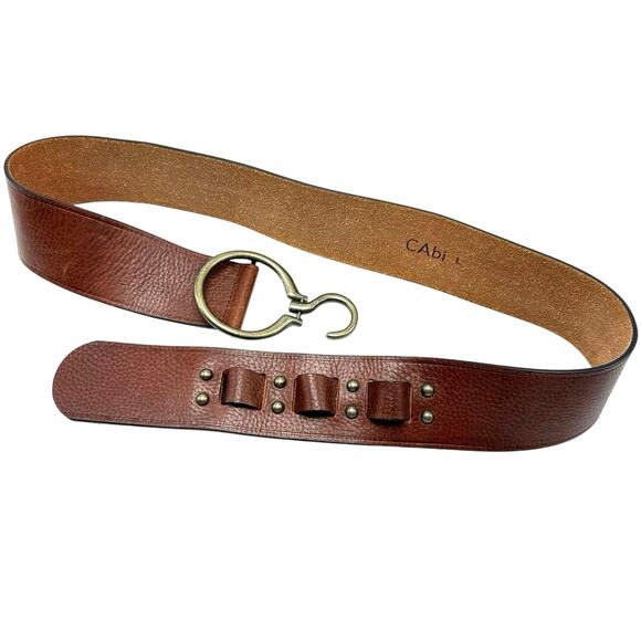 CAbi Hoof Pick Belt Wide Brown Leather L 34-38 High Waisted Equestrian Buckle